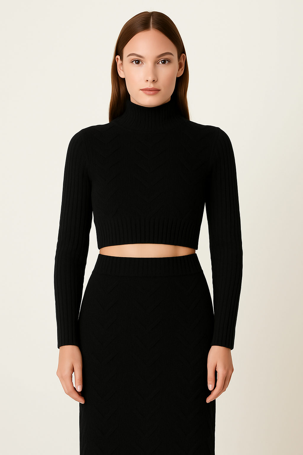 Strickkleid mit Rollkragen Black