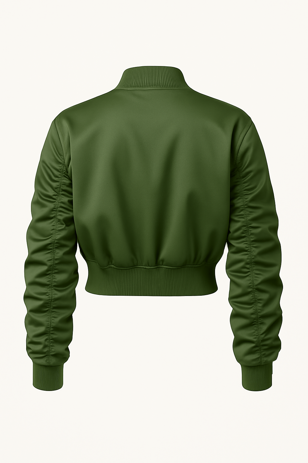 Cropped Satin-Bomberjacke Green