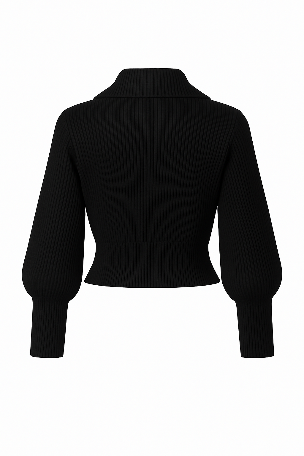 Eleganter Cropped Zip-Strickpullover Black