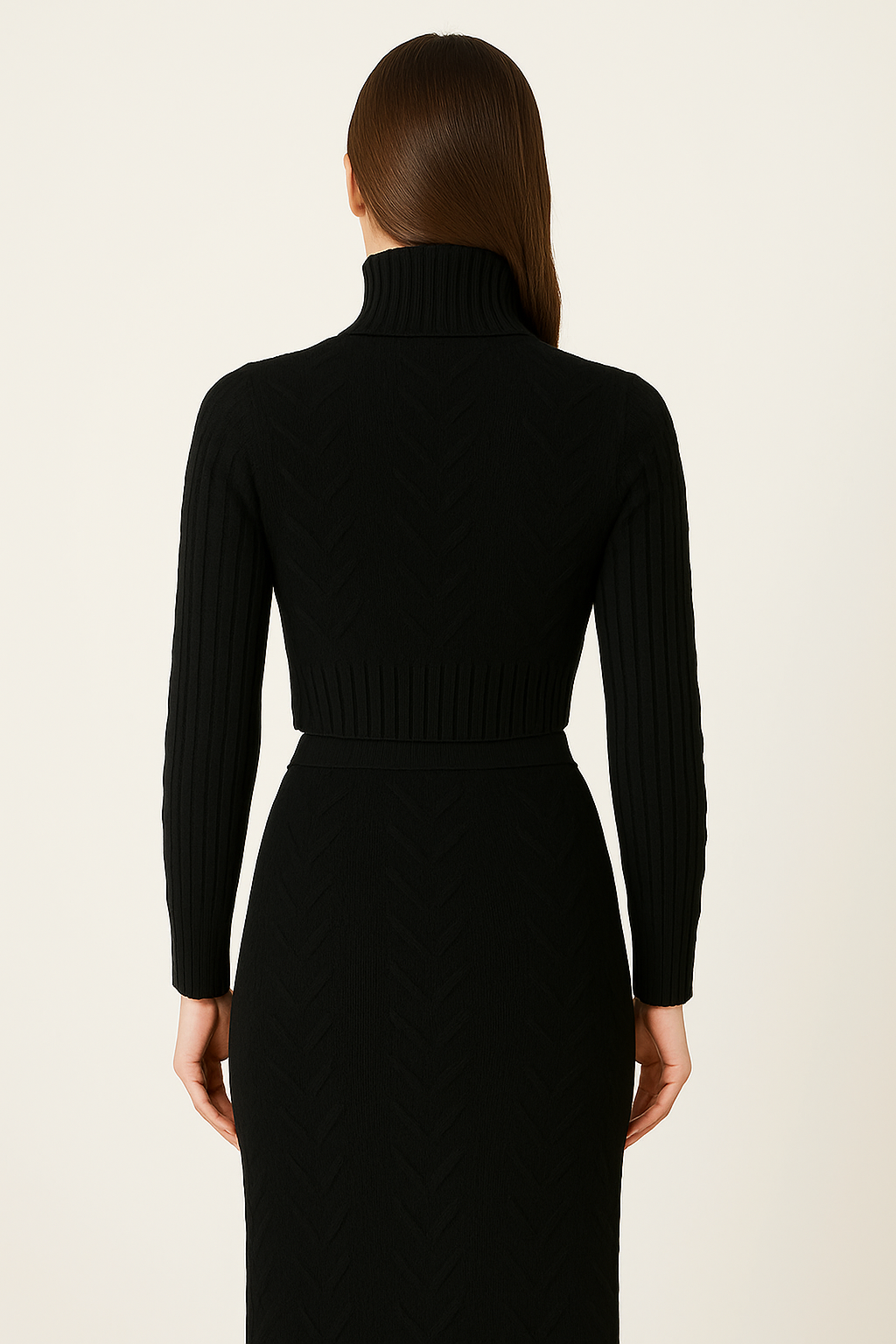 Strickkleid mit Rollkragen Black