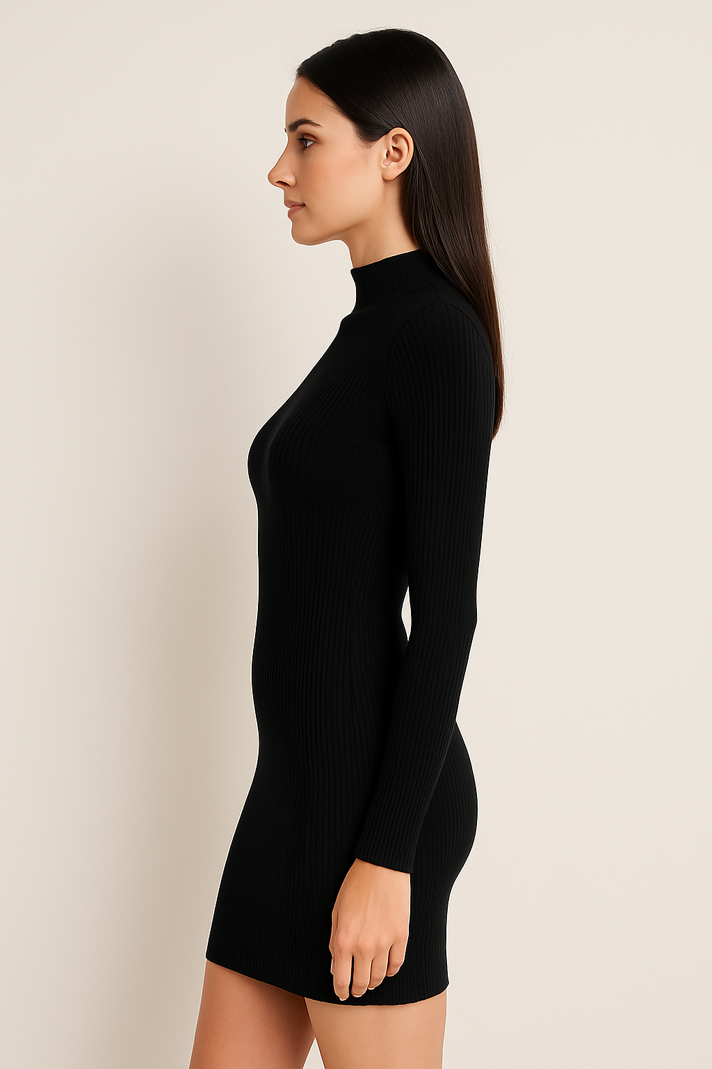 Elegantes Strickkleid mit Cut-Out Black