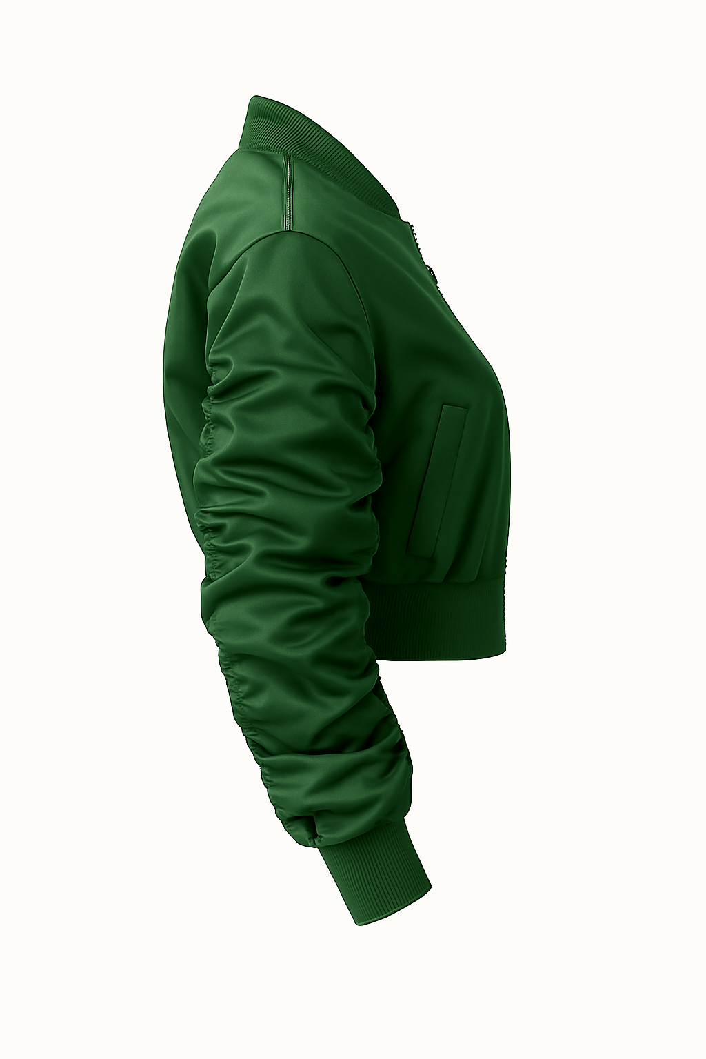 Cropped Satin-Bomberjacke Green