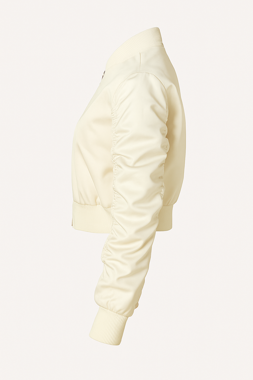 Cropped Satin-Bomberjacke Creme