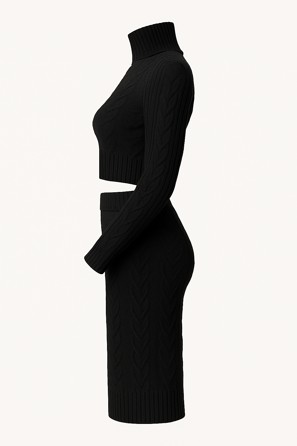 Strickkleid mit Rollkragen Black