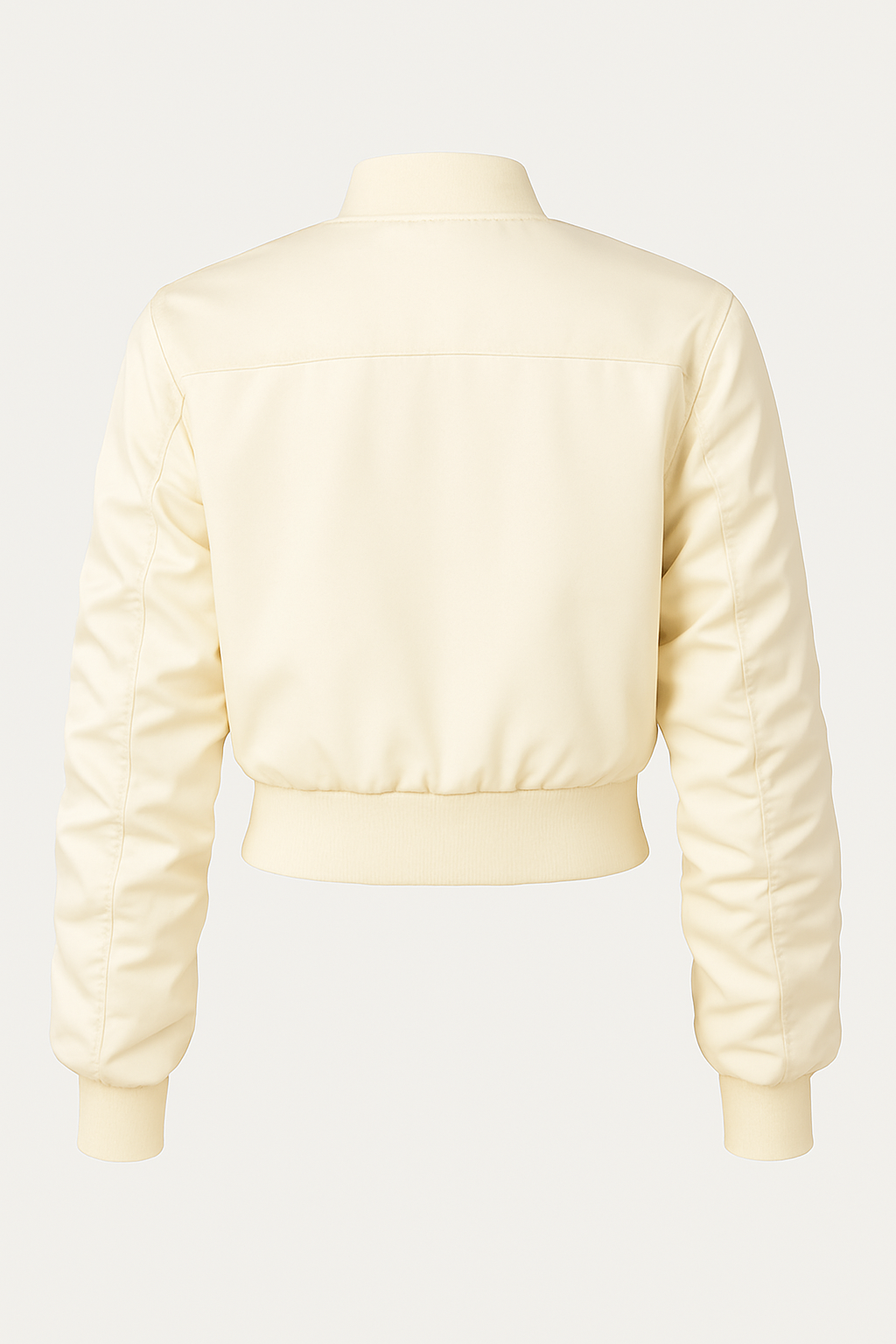Cropped Satin-Bomberjacke Creme