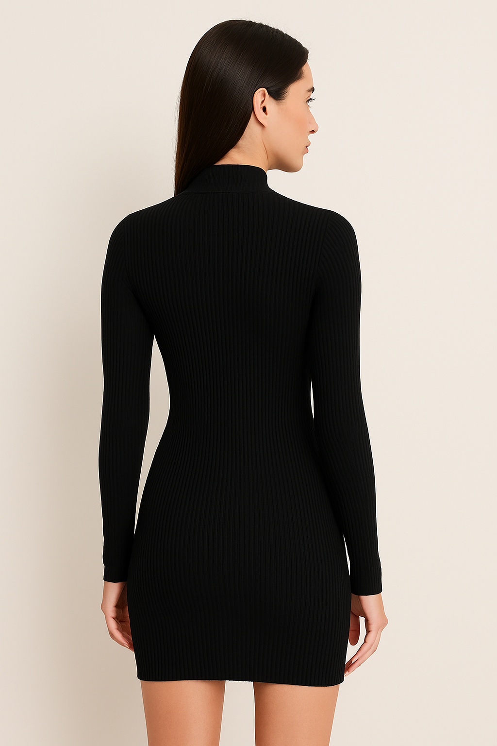 Elegantes Strickkleid mit Cut-Out Black