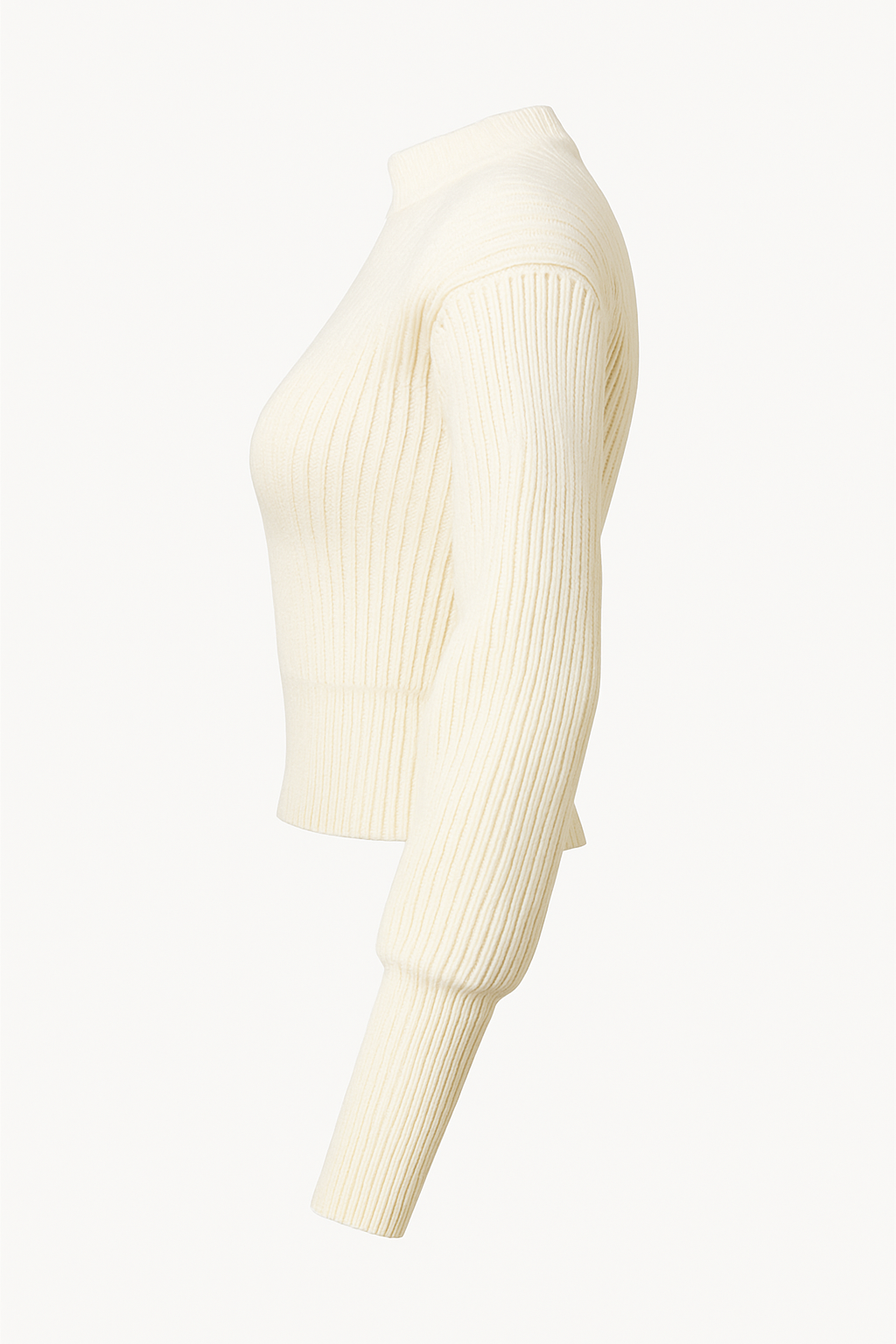 Eleganter Cropped Strickpullover Creme