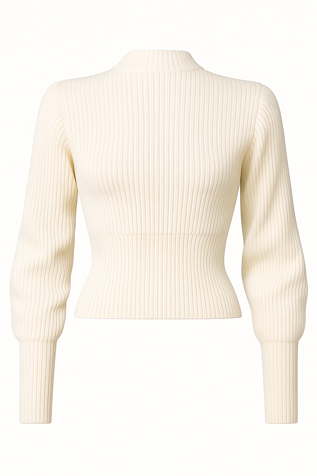 Eleganter Cropped Strickpullover Creme