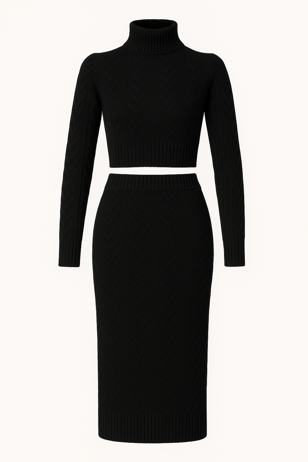 Strickkleid mit Rollkragen Black